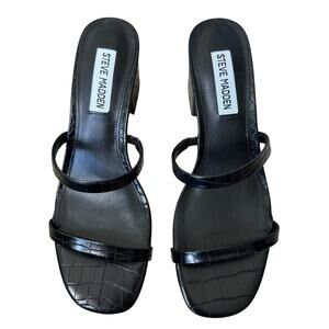 STEVE MADDEN Issy Black Croco Size 7.5